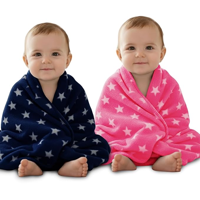 OYO BABY Baby Blanket Wrapper - Pack of 2 (Dark Blue & Pink) | Towel for Boys and Girls | All Season Swaddle for 0-24 Month | Nursing Baby Gifts | Soft Flannel Sleeping Bag | Great Gifts