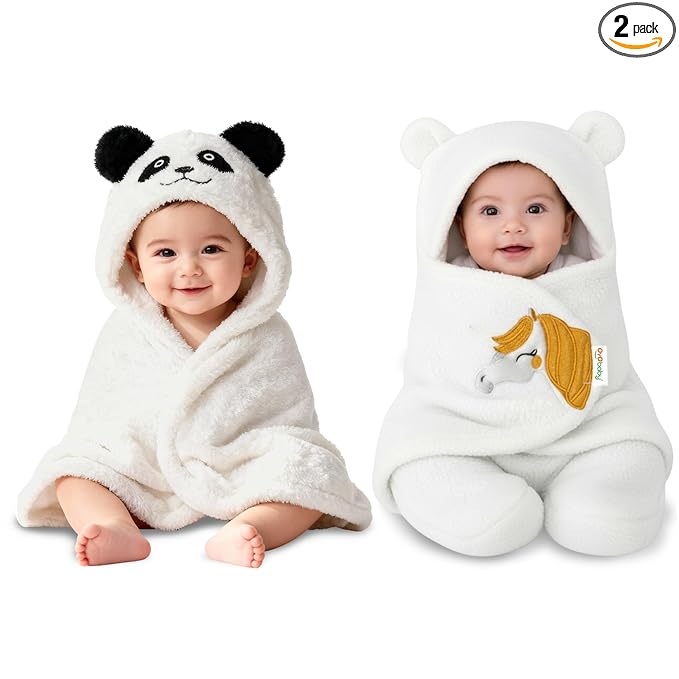 OYO BABY Newborn Baby Blanket Combo Pack – Hooded Wrapper Sleeping Bag & Baby Bath Towel