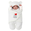 Hooded Swaddle Blanket for Newborn – Wearable Baby Wrapper (0–6 Months, White, I Love Papa)