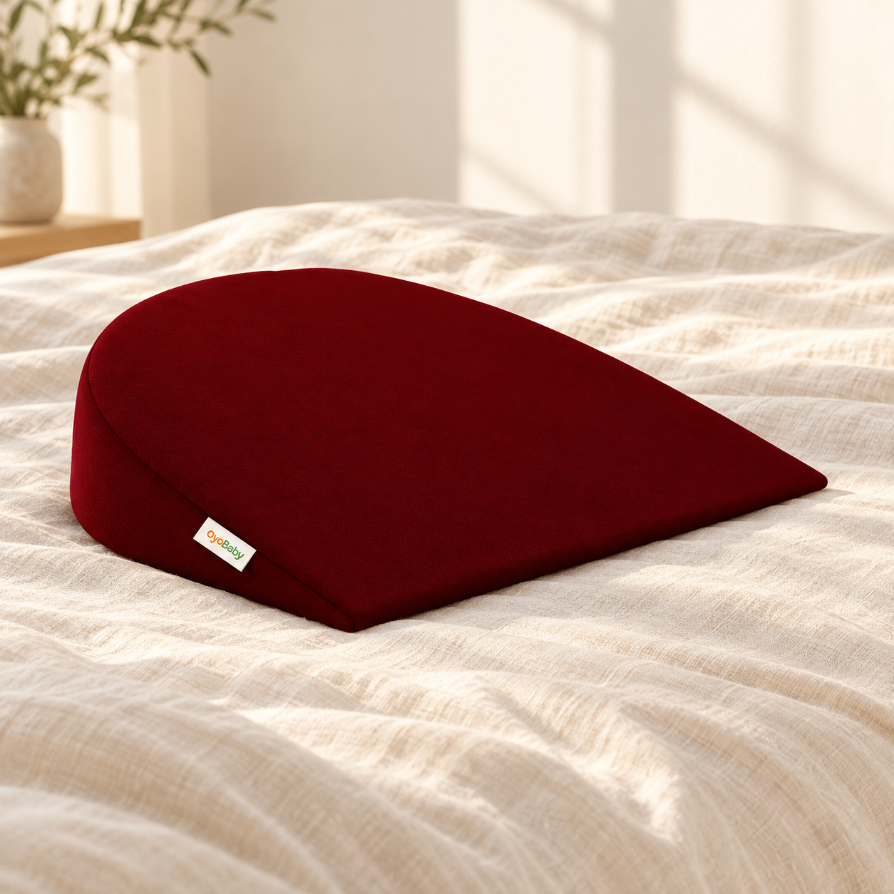 Memory Foam Maternity Pillow Wedge - Maroon | Full Pregnancy Support for Belly, Back, Hips & Legs