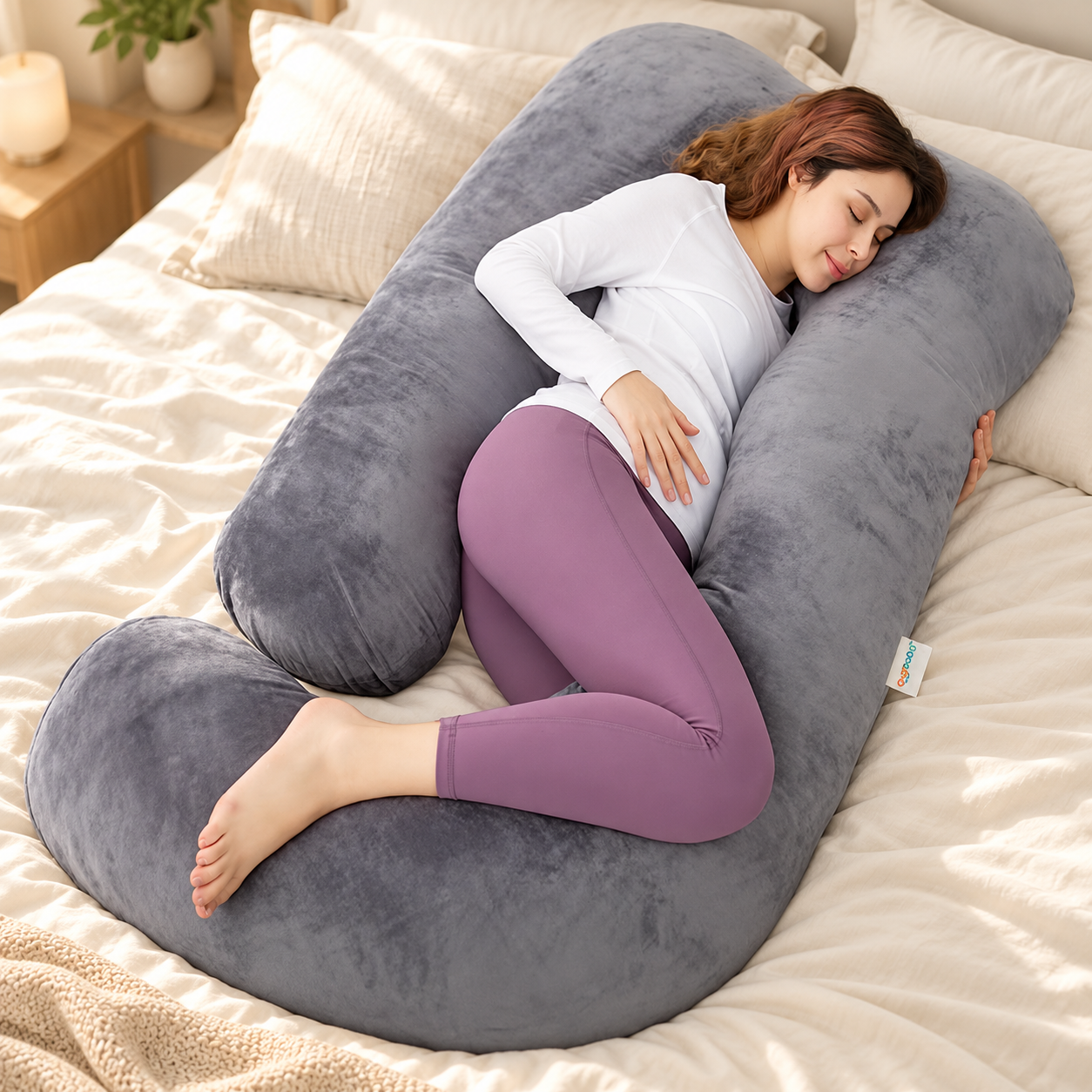 Pregnancy Pillows for Sleeping J-Shape Full Body Pillow and Maternity Support